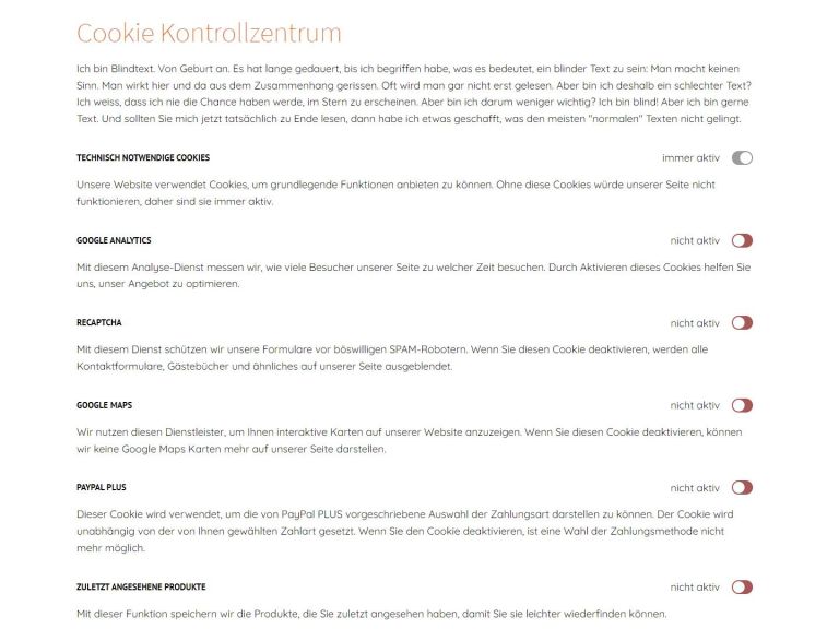Cookie Kontrollzentrum